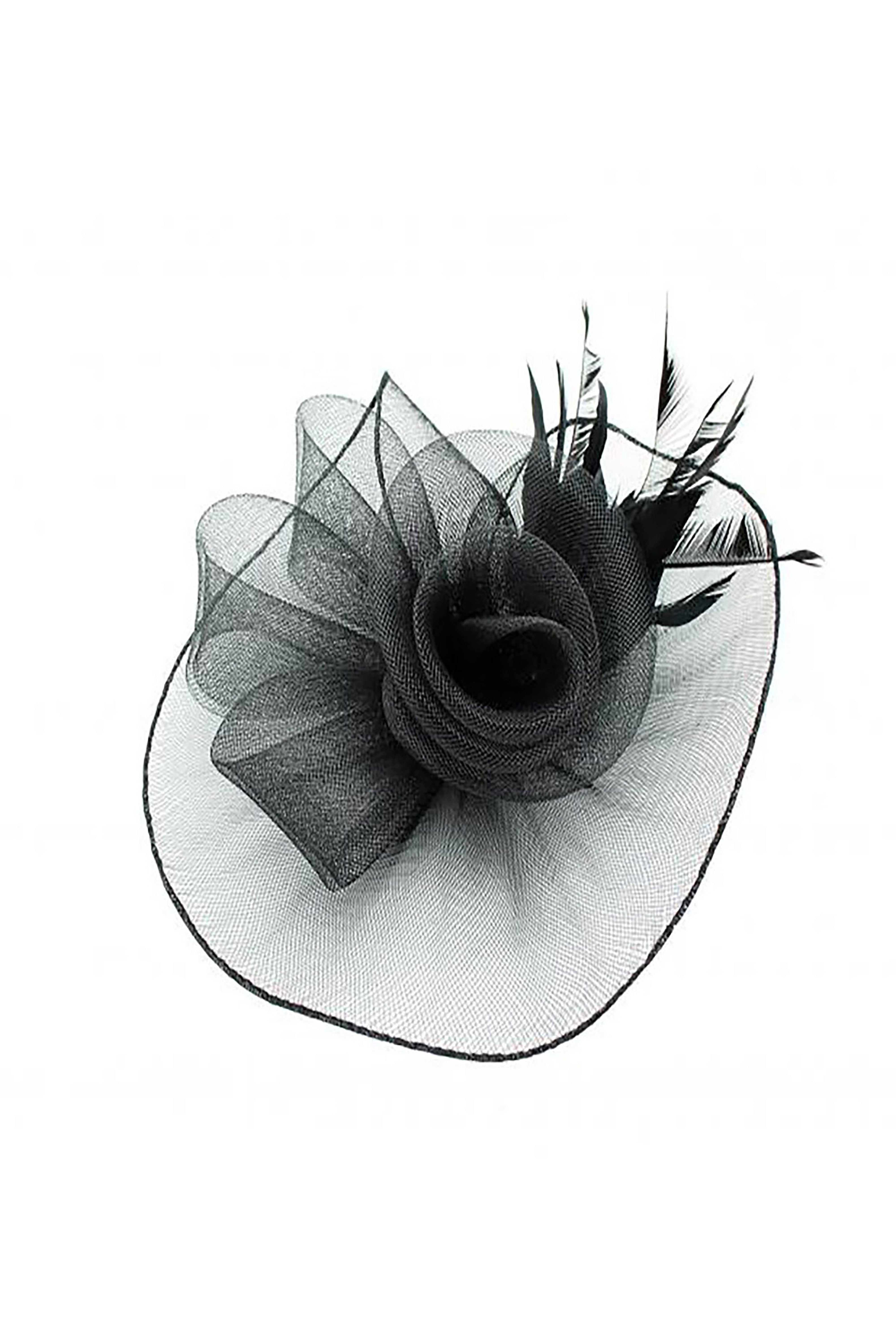 Curly Sinamay Fascinator with Feather Flower
