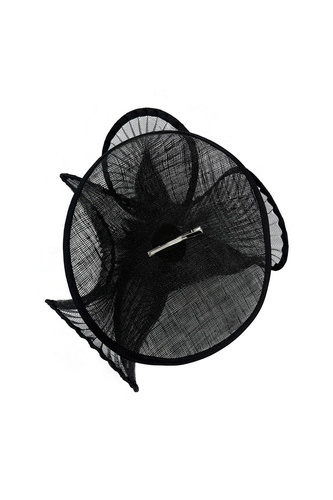 Dramatic Fan Mesh Disc Fascinator with Feather Centre Pin