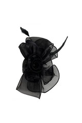 Elegant Organza Floral Fascinator with Feather Detail