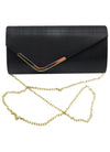 Textured Envelope Clutch Bag with Chain Strap