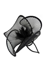 Dramatic Fan Mesh Disc Fascinator with Feather Centre Pin