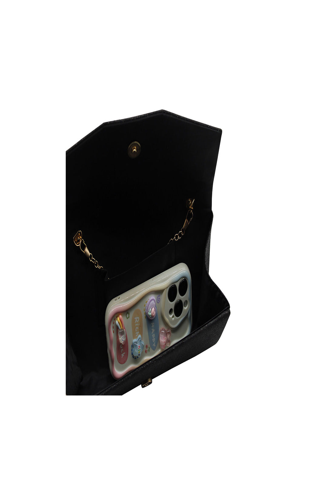 Glitter Envelope Clutch Bag with Gold /Silver Chain Strap
