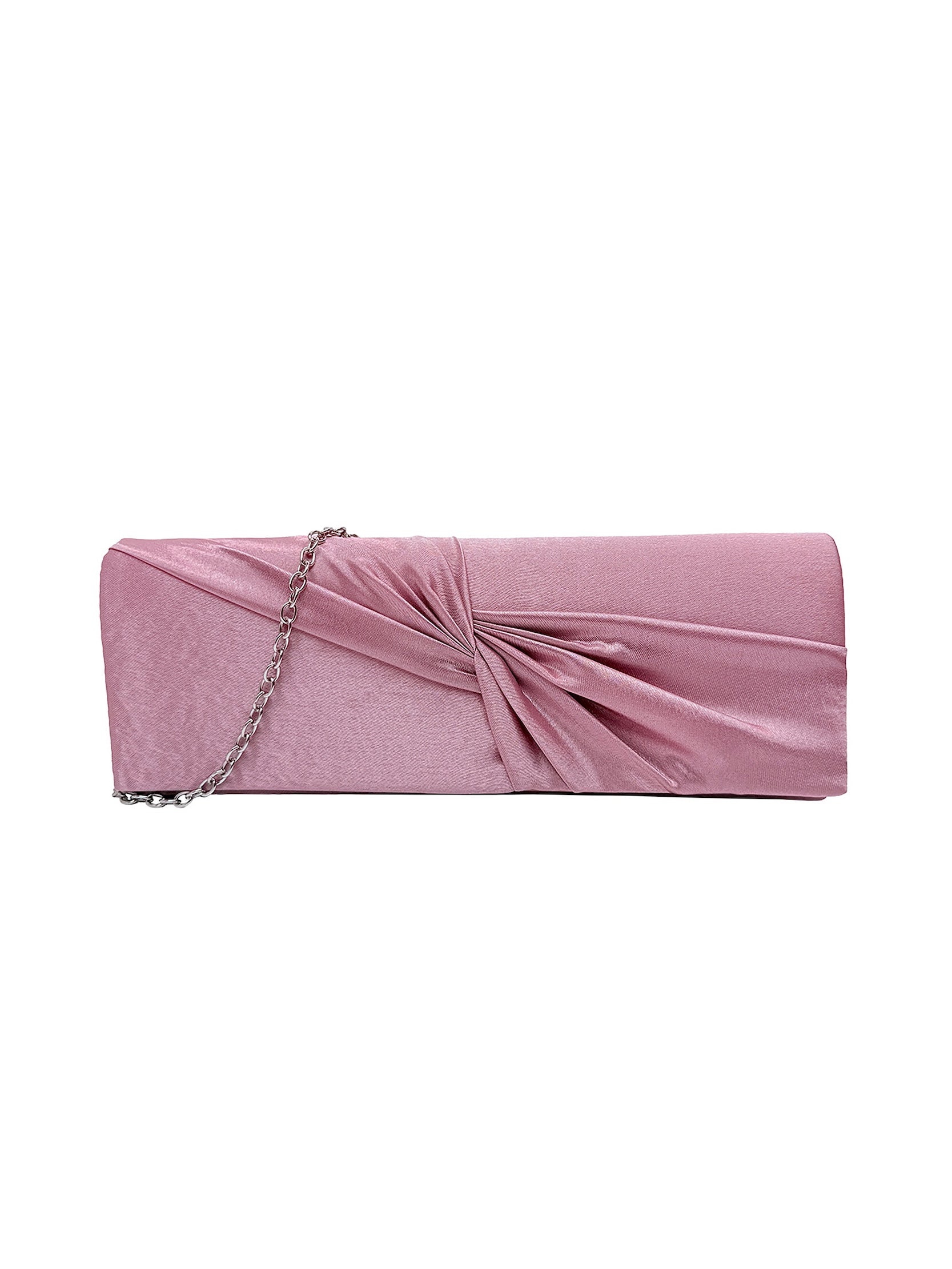 Luxury Satin Twist Knot Evening Clutch Bag with Detachable Chain