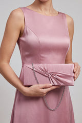 Luxury Satin Twist Knot Evening Clutch Bag with Detachable Chain