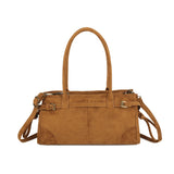 Women’s Vintage Suede-Style Shoulder Bag with Buckle Detail