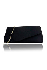 Satin Envelope Clutch Bag and Loop Fascinator Occasion Black