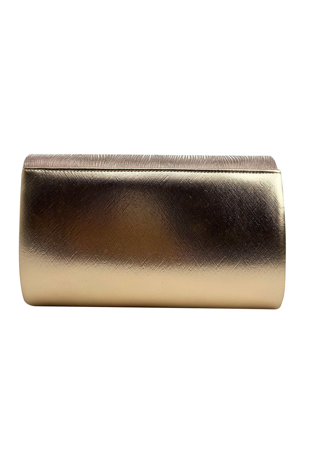 Textured Satin Clutch Bag with Gold Trim