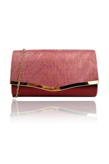 Textured Satin Clutch Bag with Gold Trim