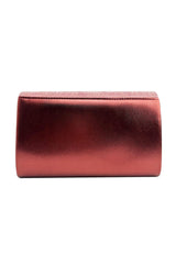 Textured Satin Clutch Bag with Gold Trim