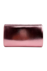 Textured Satin Clutch Bag with Gold Trim
