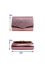 Textured Satin Clutch Bag with Gold Trim