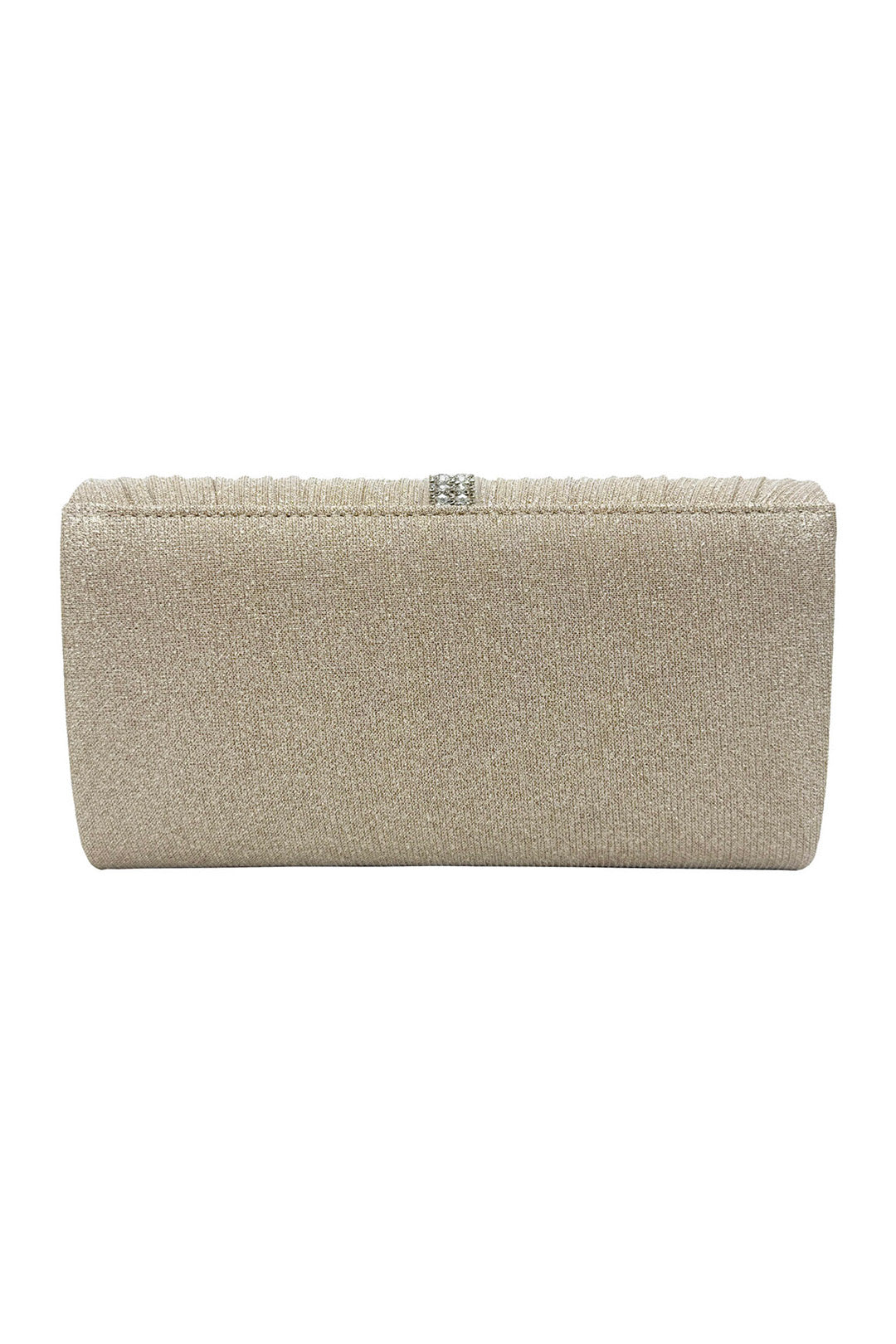 Glitter Pleated Clutch Bag with Crystal Trim and Chain Strap