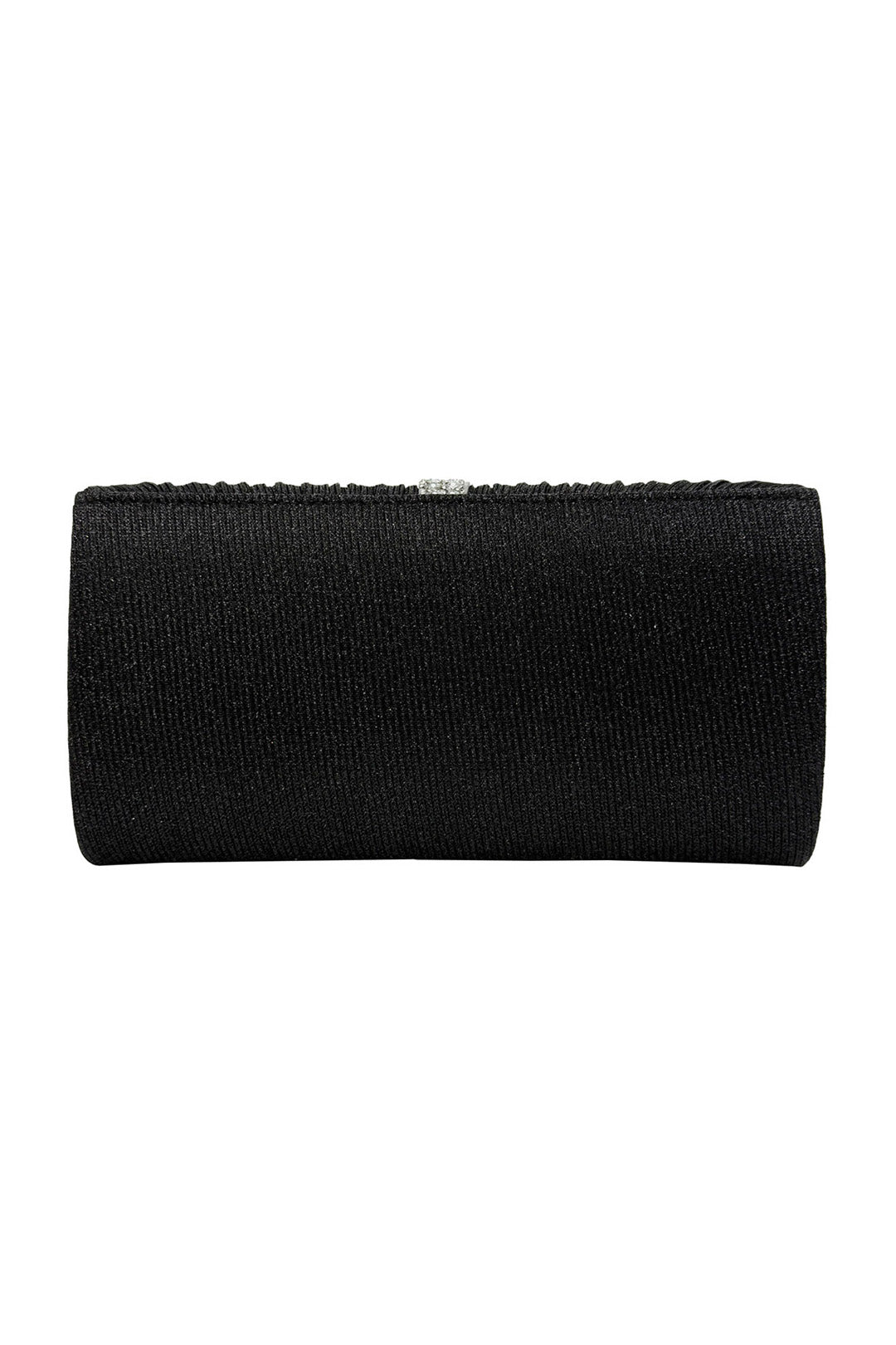 Glitter Pleated Clutch Bag with Crystal Trim and Chain Strap