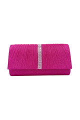 Glitter Pleated Clutch Bag with Crystal Trim and Chain Strap