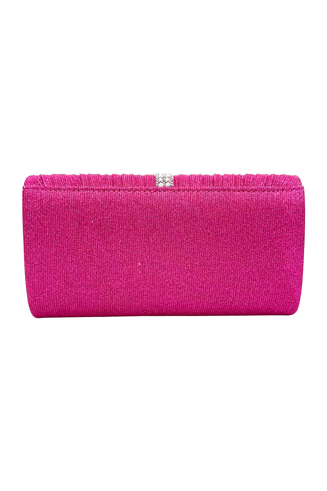 Glitter Pleated Clutch Bag with Crystal Trim and Chain Strap