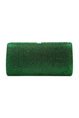 Glitter Pleated Clutch Bag with Crystal Trim and Chain Strap
