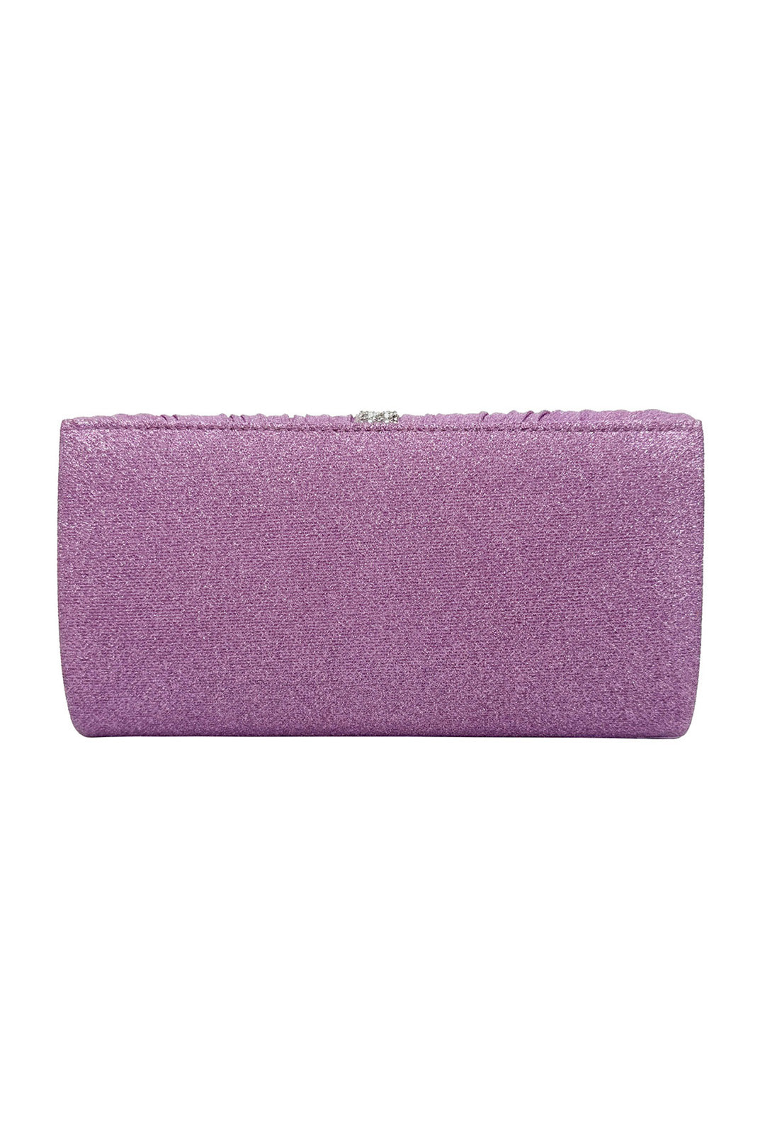 Glitter Pleated Clutch Bag with Crystal Trim and Chain Strap