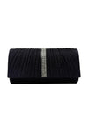 Glitter Pleated Clutch Bag with Crystal Trim and Chain Strap