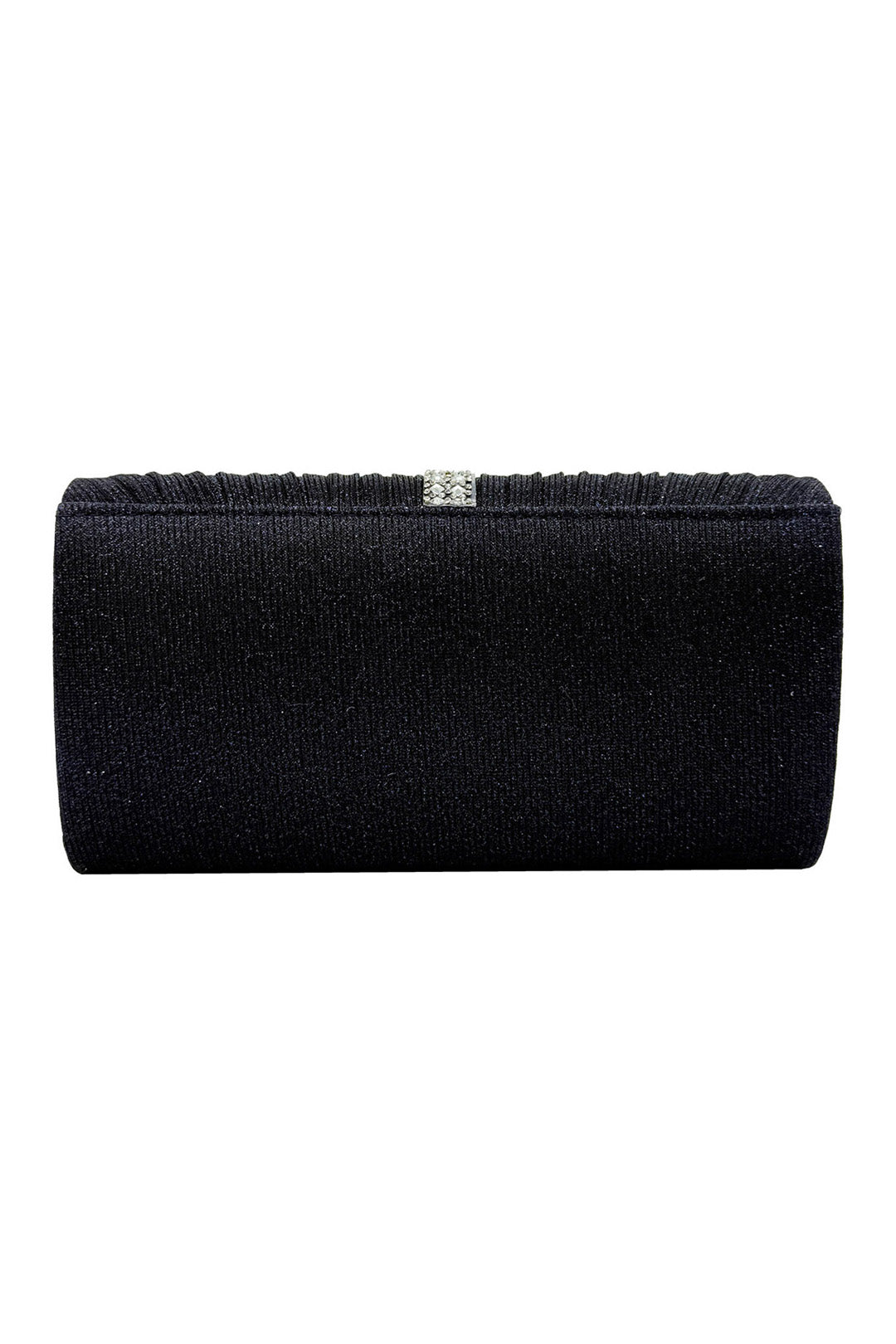 Glitter Pleated Clutch Bag with Crystal Trim and Chain Strap