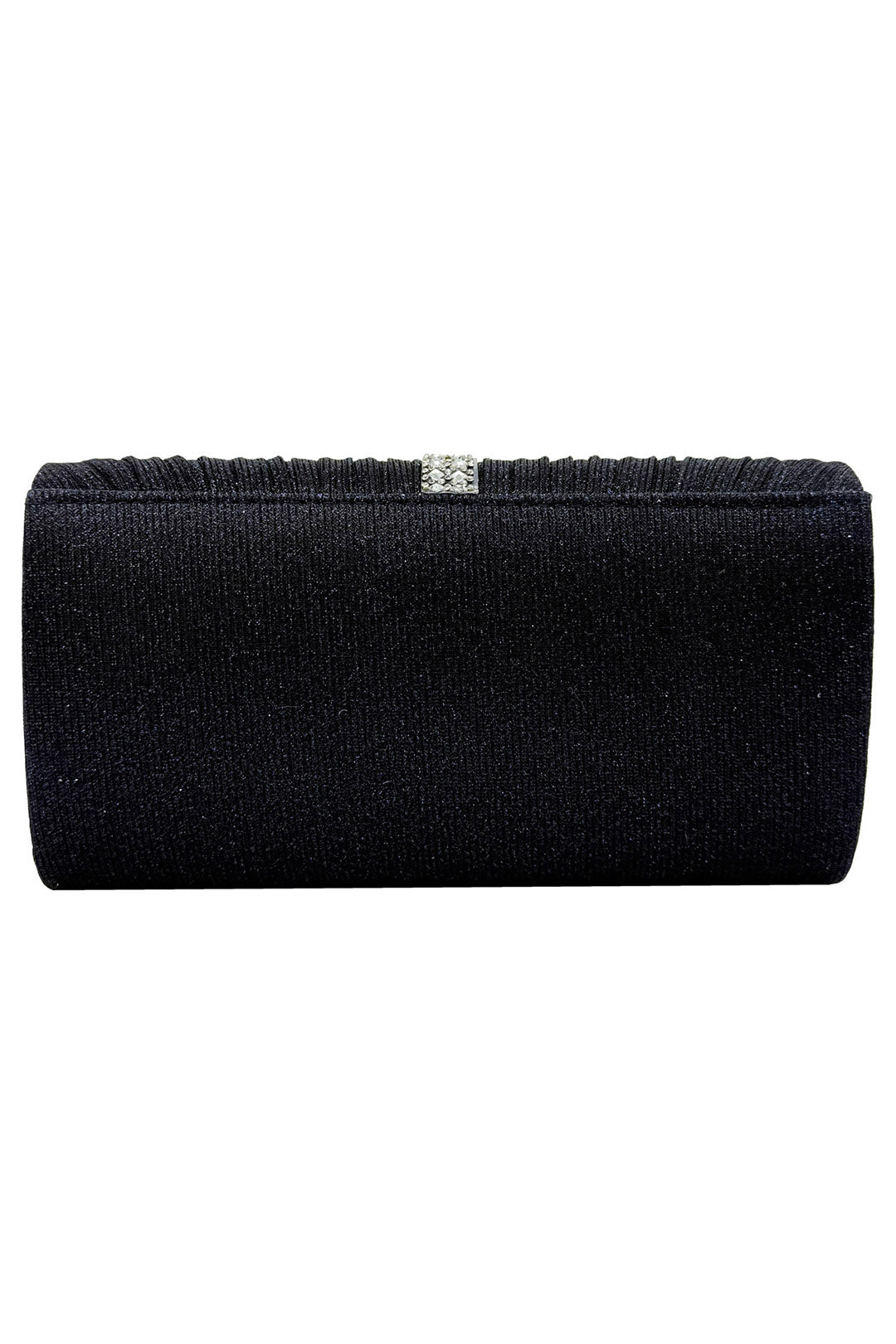 Glitter Pleated Clutch Bag with Crystal Trim and Chain Strap
