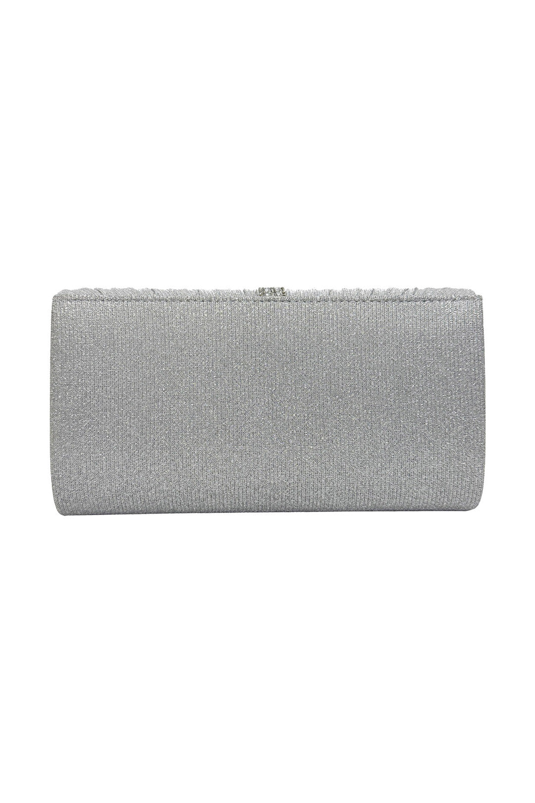 Glitter Pleated Clutch Bag with Crystal Trim and Chain Strap