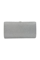 Glitter Pleated Clutch Bag with Crystal Trim and Chain Strap