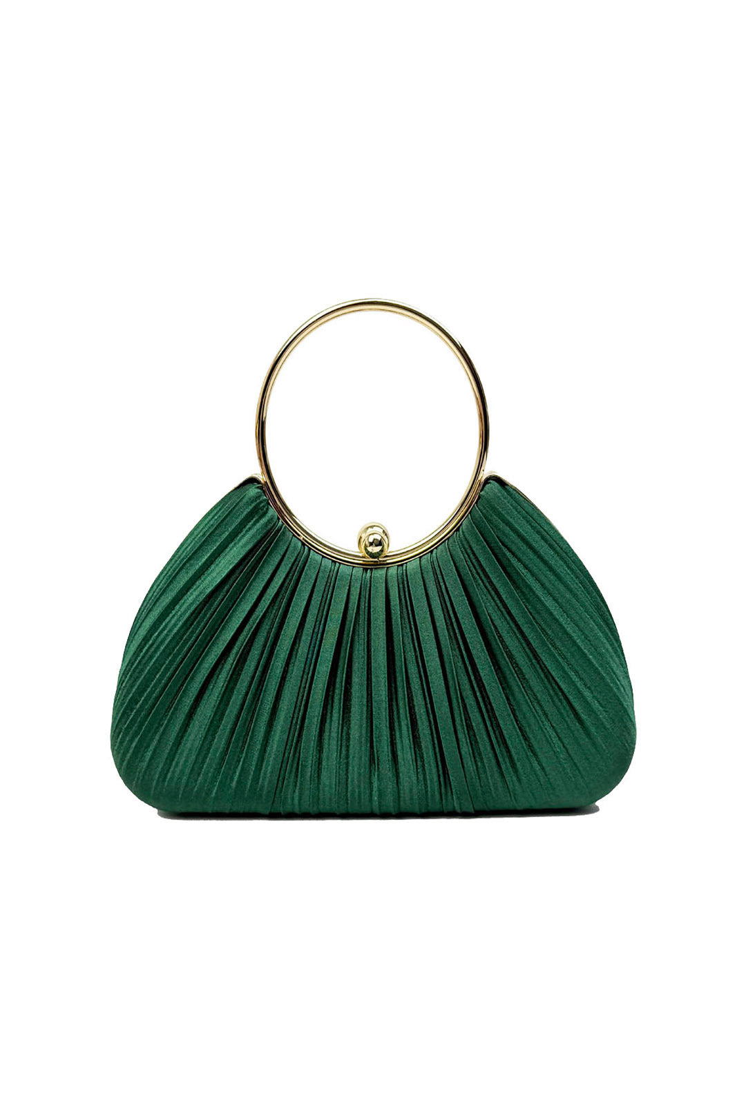 Pleated Satin Evening Bag & Fascinator Set Green