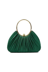 Pleated Satin Evening Bag & Fascinator Set Green