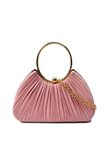 Pleated Satin Evening Bag & Fascinator Set Pink
