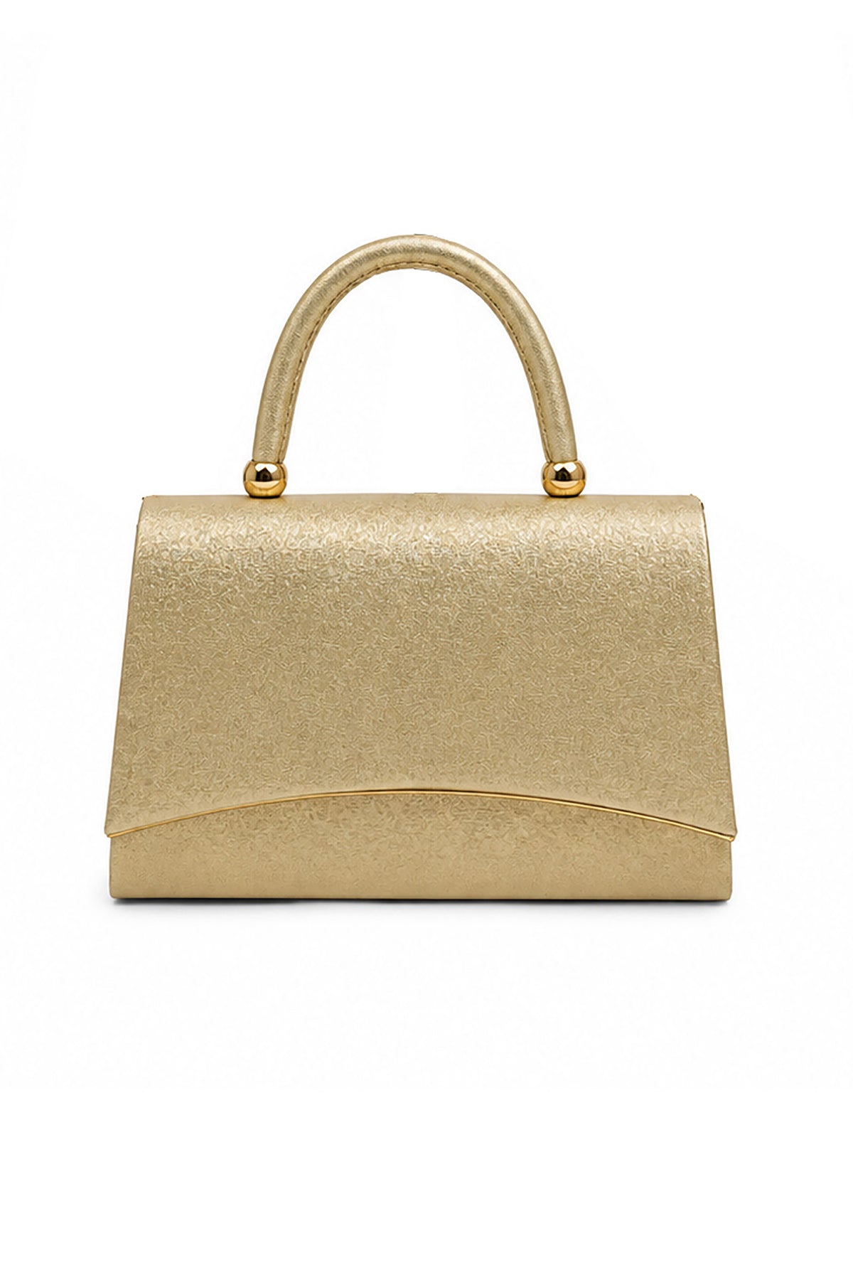Women’s Metallic Textured Top Handle Occasion Bag with Chain Strap