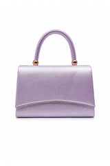 Women’s Metallic Textured Top Handle Occasion Bag with Chain Strap