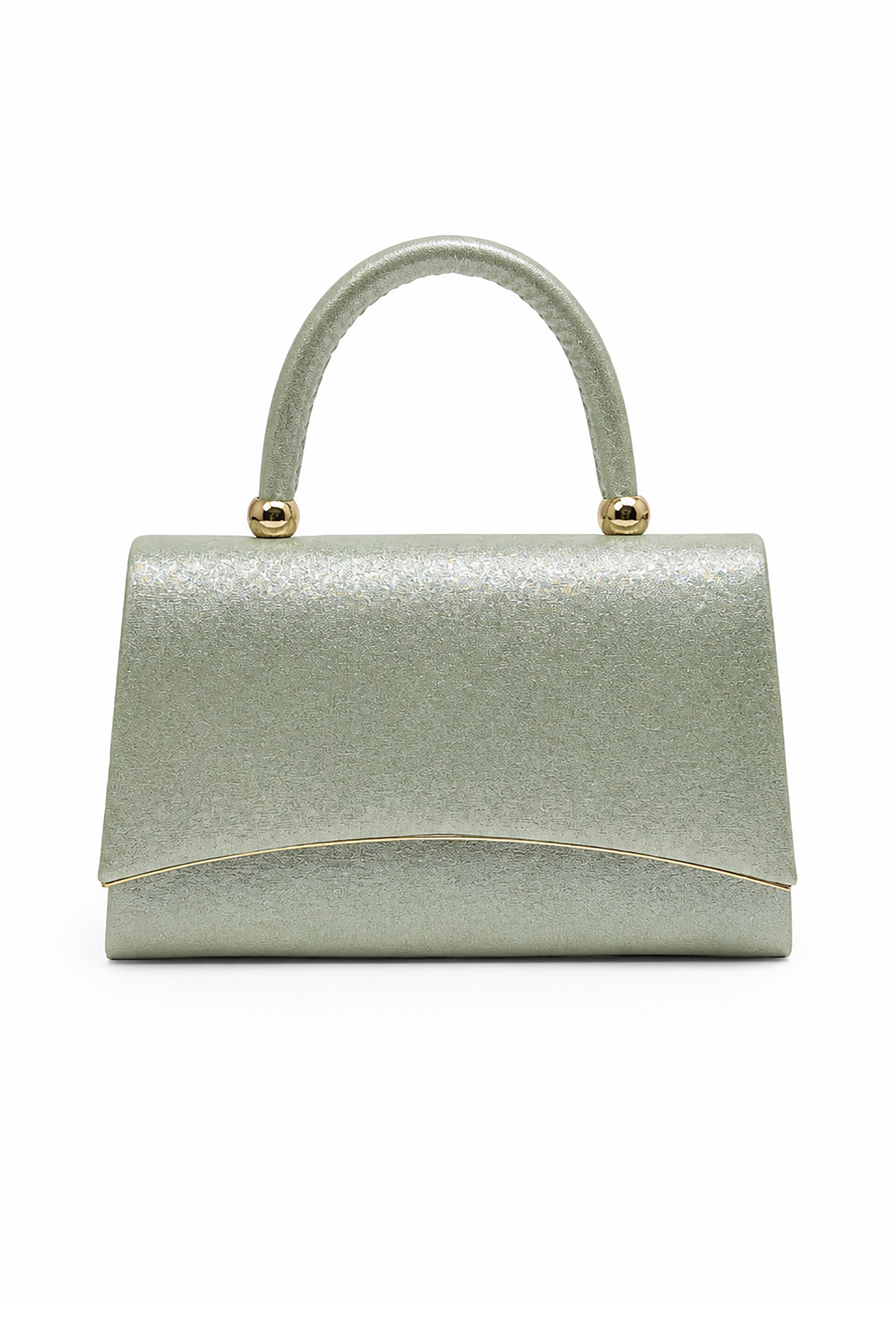 Women’s Metallic Textured Top Handle Occasion Bag with Chain Strap