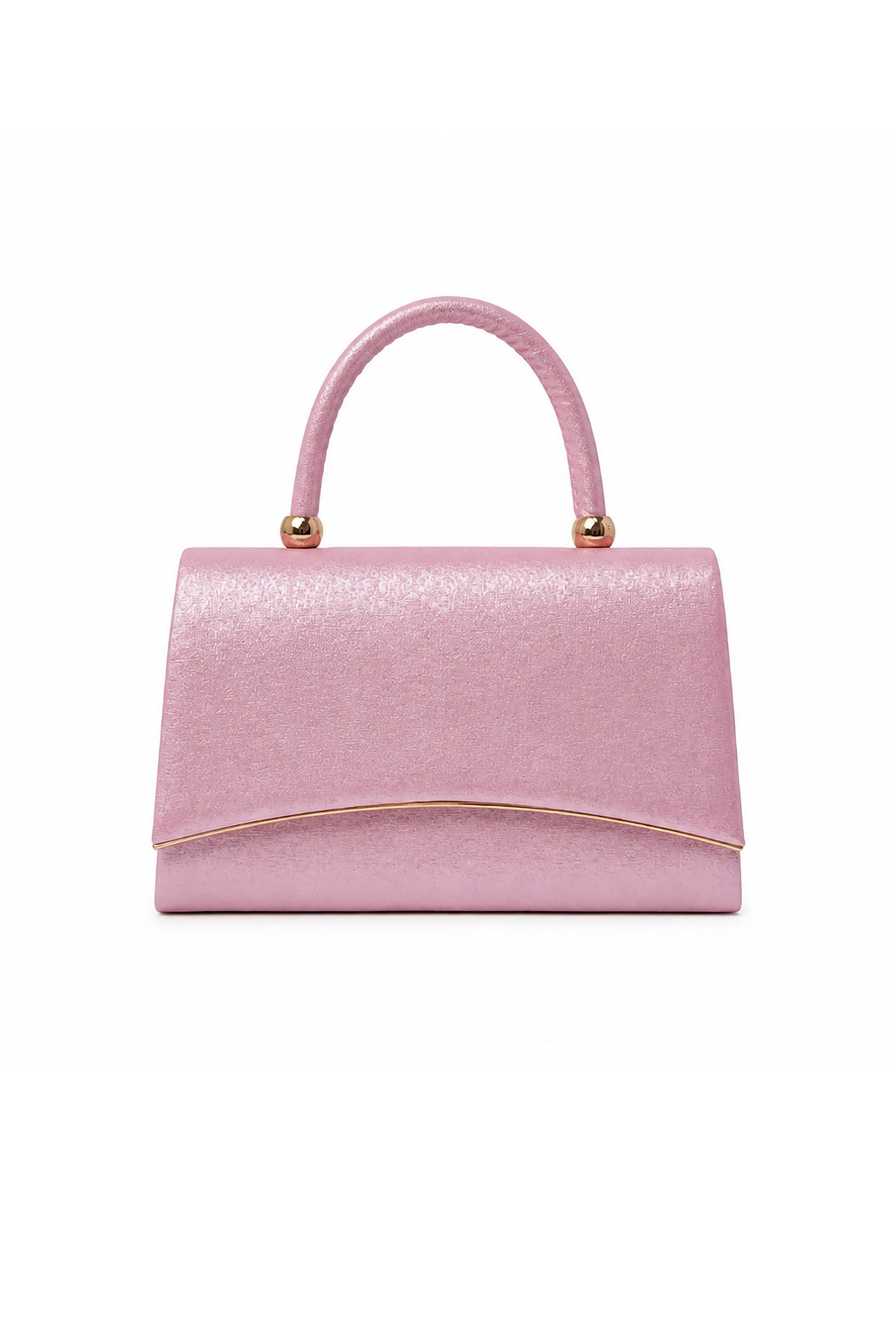 Women’s Metallic Textured Top Handle Occasion Bag with Chain Strap