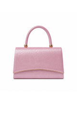 Women’s Metallic Textured Top Handle Occasion Bag with Chain Strap