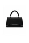 Women’s Metallic Textured Top Handle Occasion Bag with Chain Strap