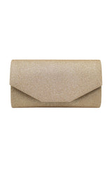 Glitter Envelope Clutch Bag with Gold /Silver Chain Strap