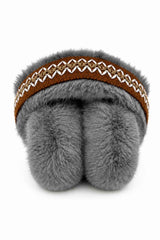 Women's Faux Fur Embroidered Headband Winter Earmuffs