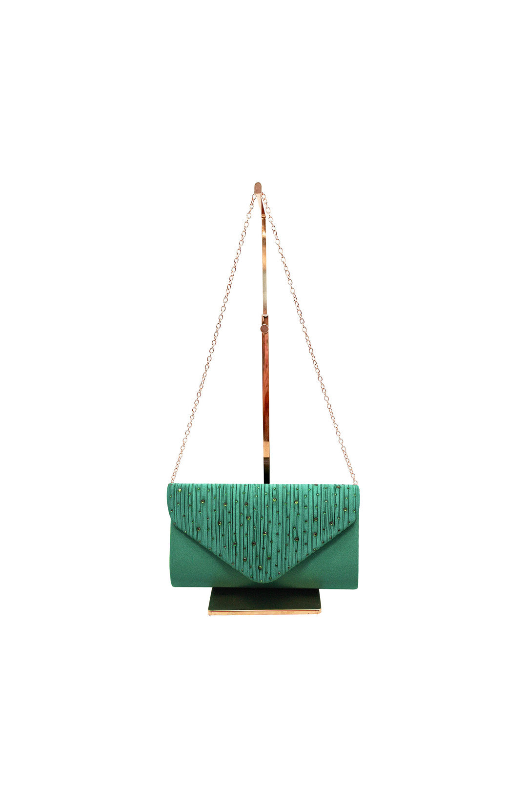 Embellished Envelope Clutch Bag with Gold Chain Strap