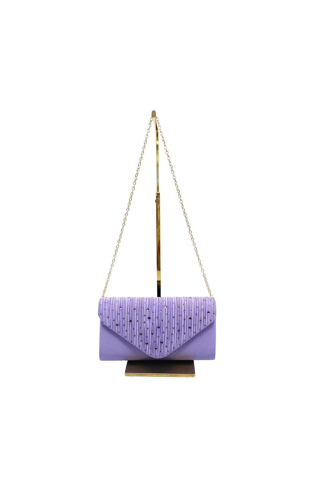 Embellished Envelope Clutch Bag with Gold Chain Strap