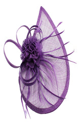 Gauze Teardrop Bass Fascinator with Flower and Curled Feathers