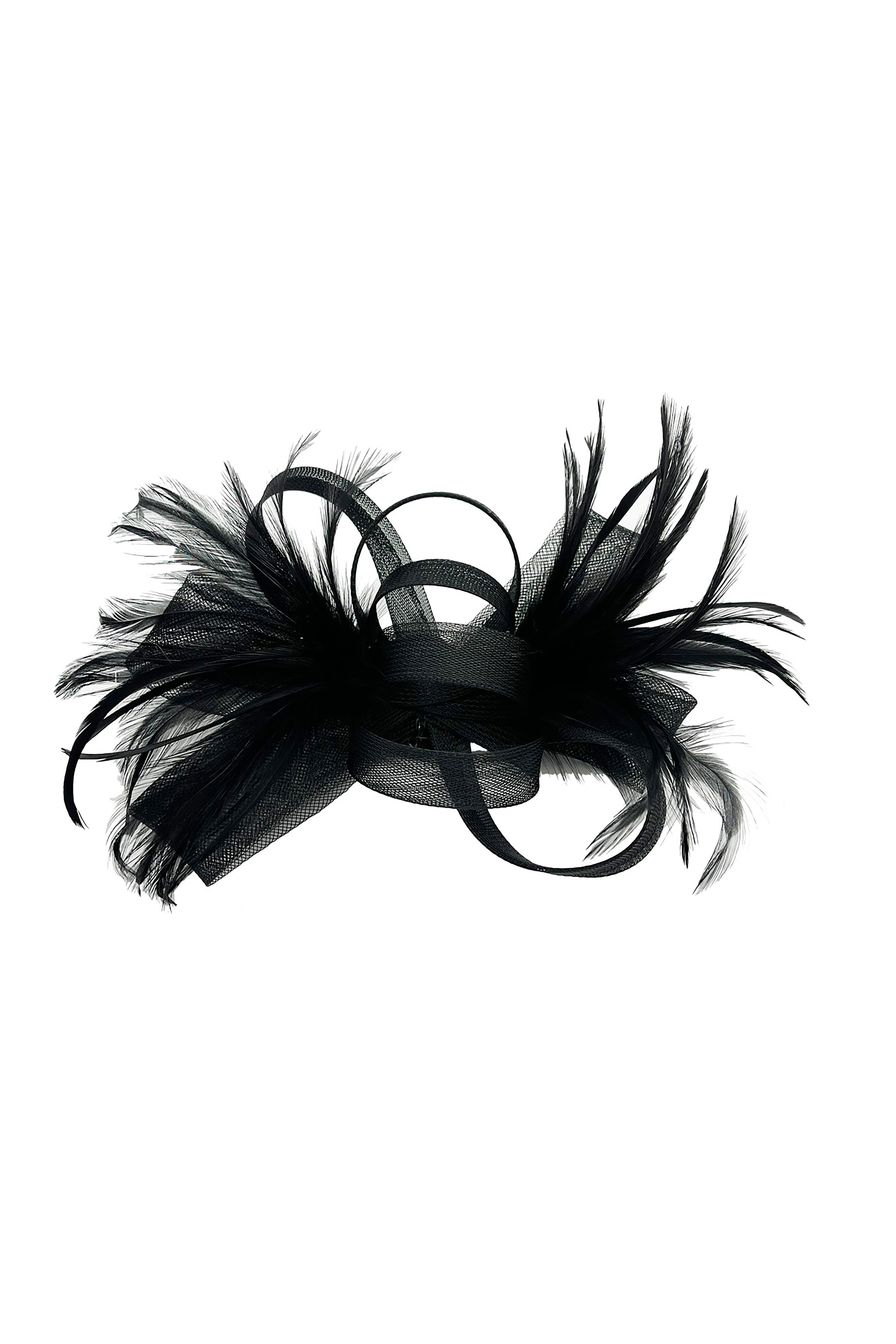 Satin Envelope Clutch Bag and Feather Fascinator Occasion Black Set