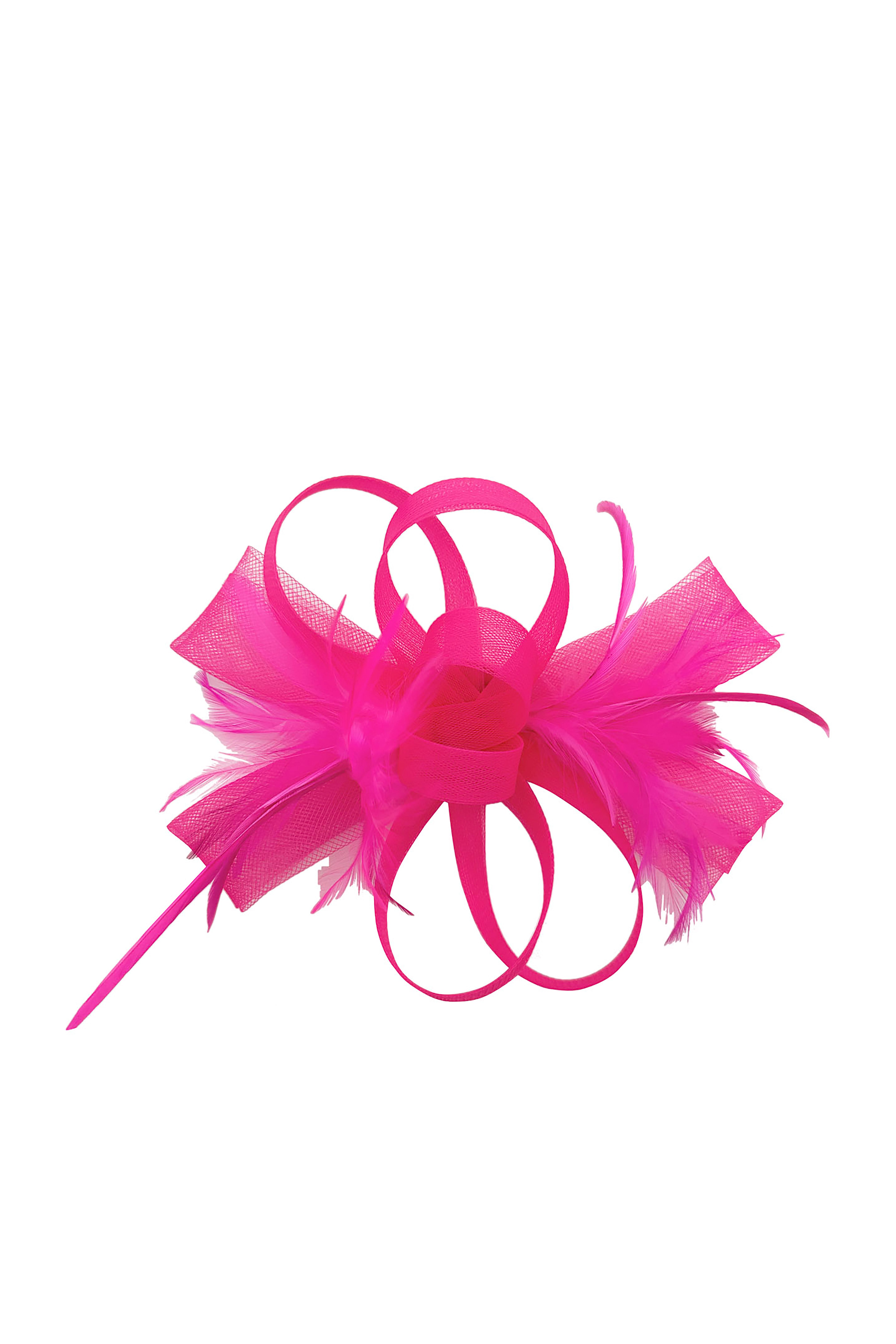 Textured Envelope Clutch Bag with Gold Chain & Feather Fascinator Fuchsia Set