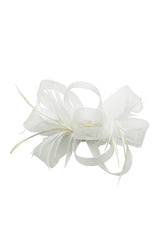 Textured Envelope Clutch Bag with Gold Chain & Feather Fascinator White Set
