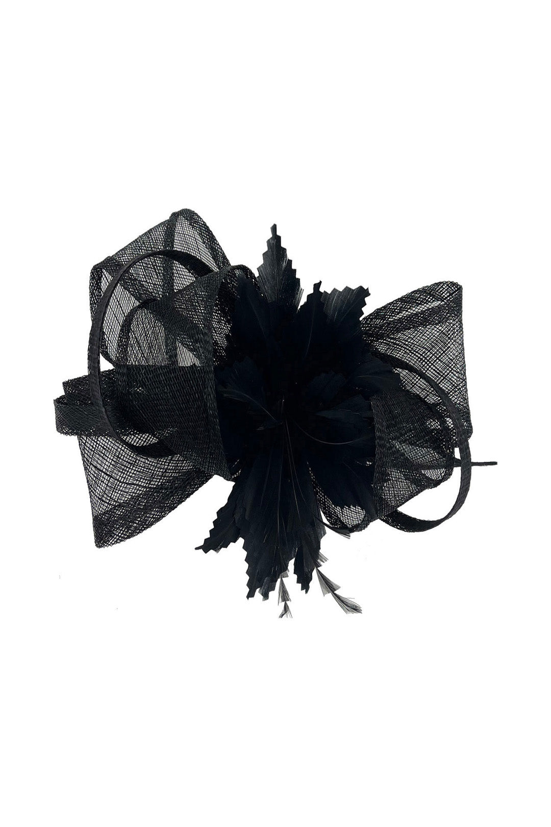 Curly Sinamay Fascinator with Feather Flower