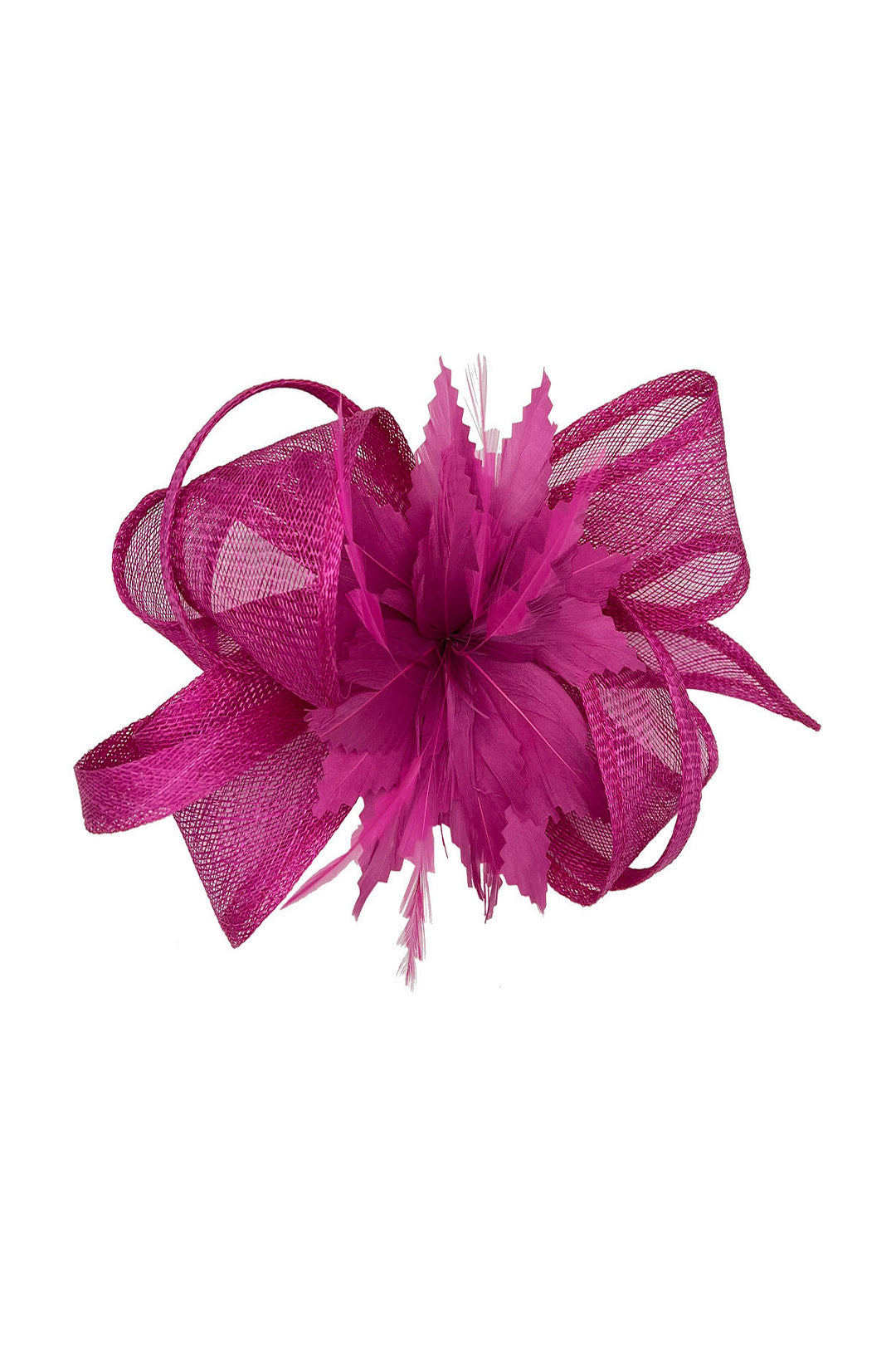 Curly Sinamay Fascinator with Feather Flower