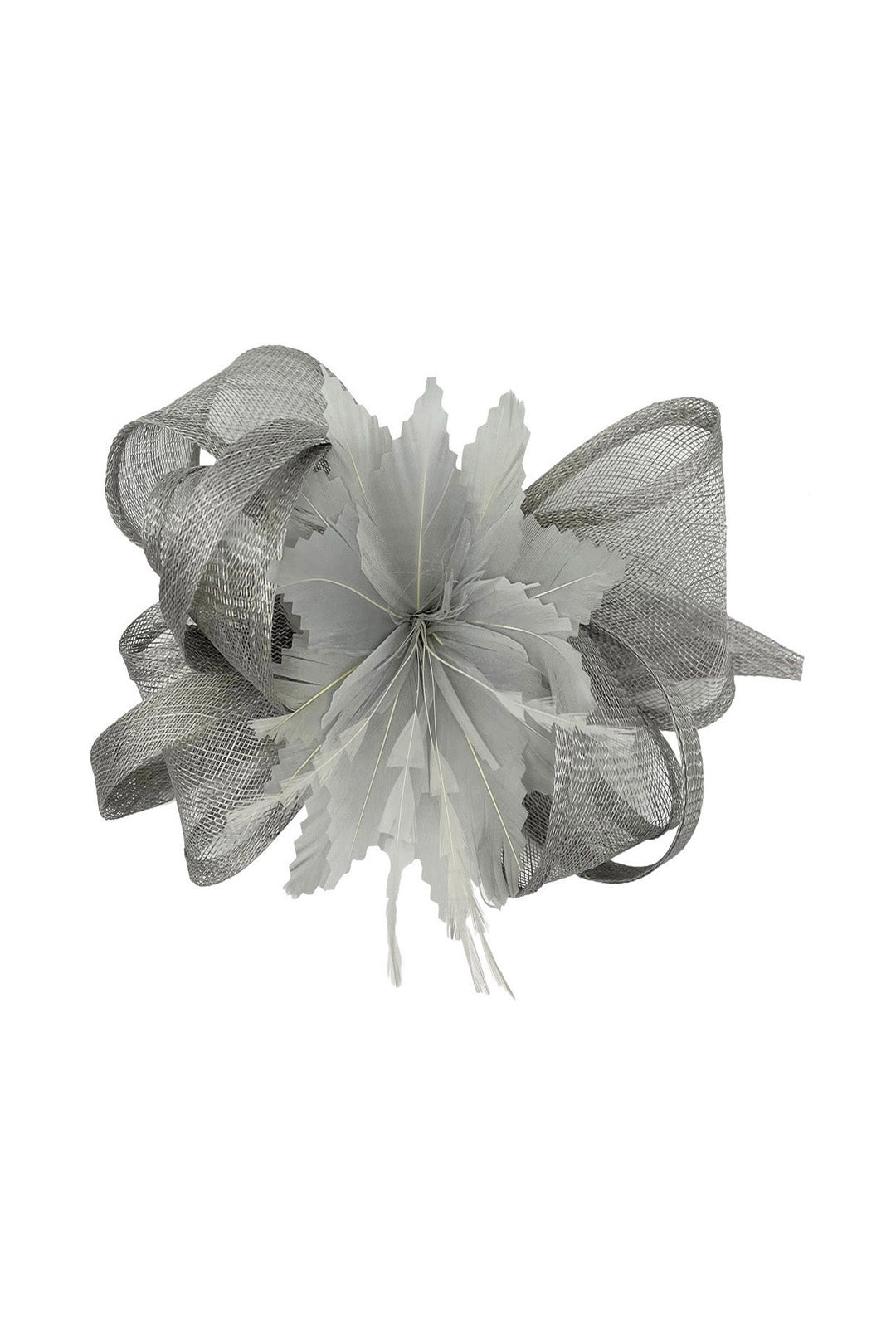 Curly Sinamay Fascinator with Feather Flower