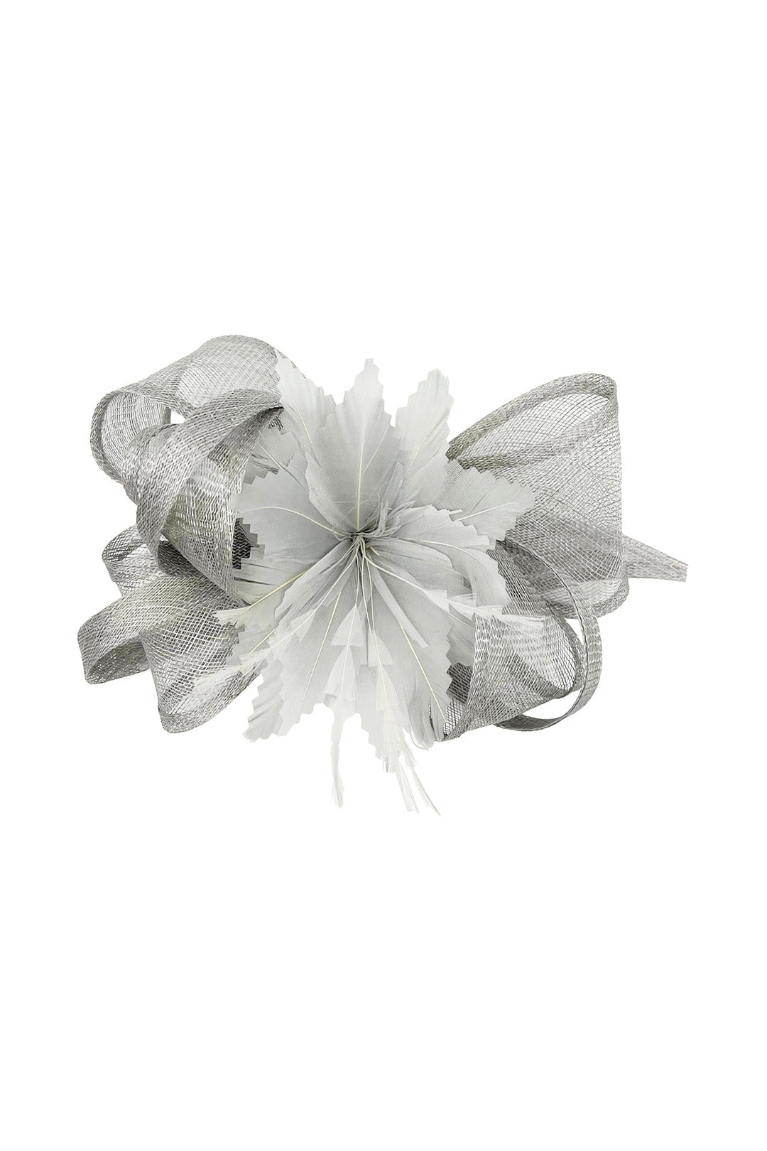 Curly Sinamay Fascinator with Feather Flower