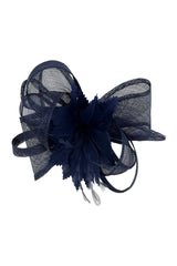 Curly Sinamay Fascinator with Feather Flower