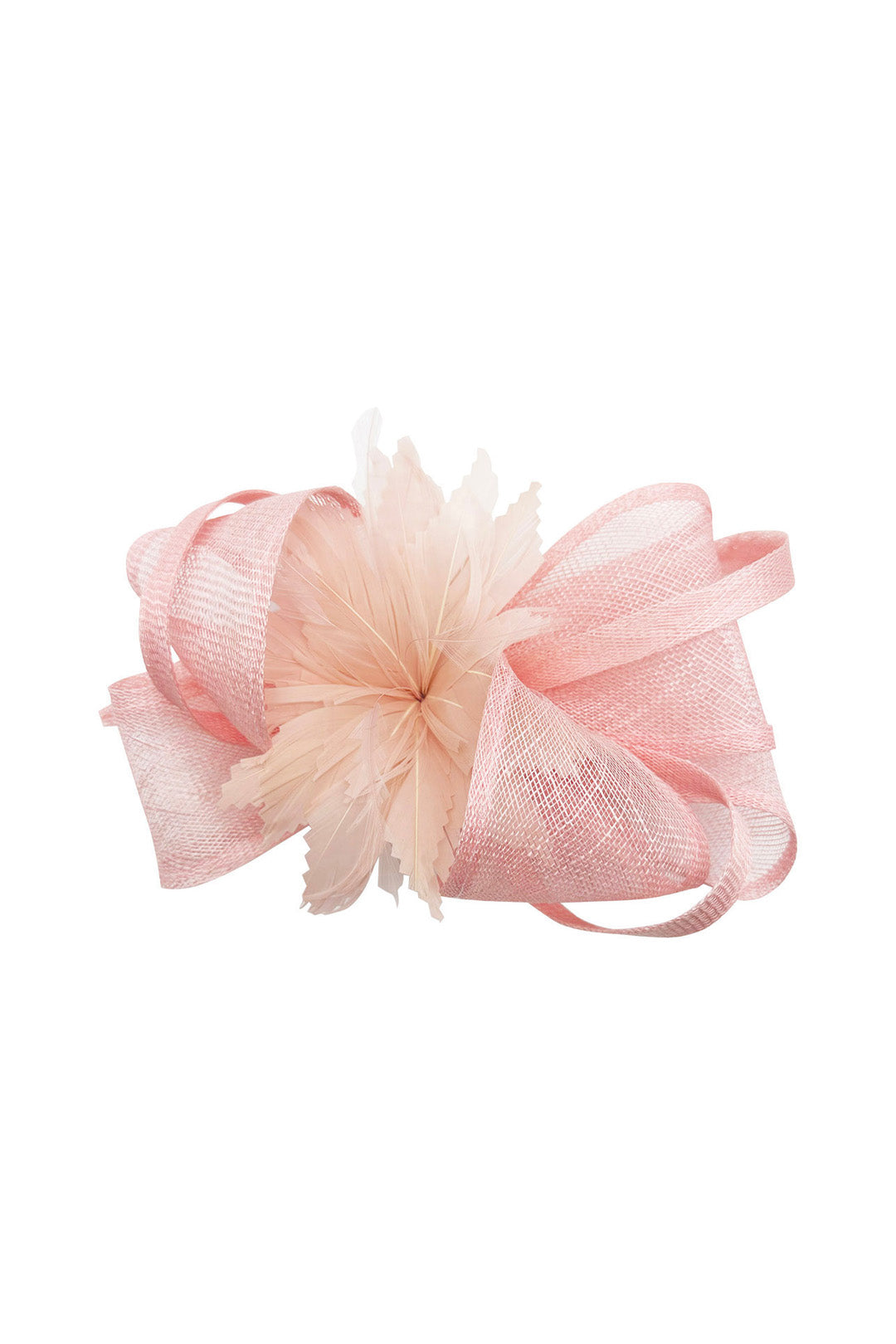 Curly Sinamay Fascinator with Feather Flower