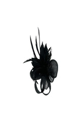 Small Feather & Sinamay Loop Fascinator – Dual Wear Brooch & Hair Clip